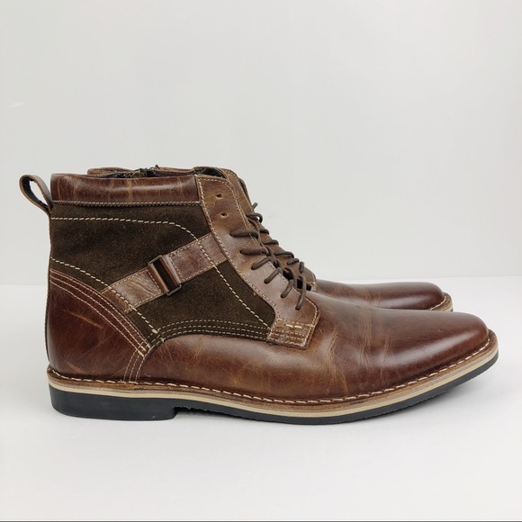 Steve Madden Other - Steve Madden Hethrow Wood Leather Ankle Zip Boots